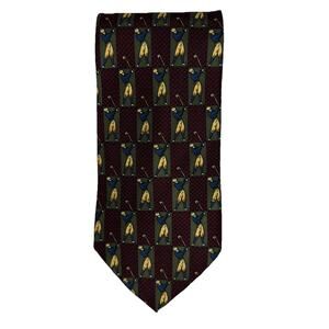 Hathaway Golf Silk Tie Burgundy Classic Vintage Novelty Necktie USA Gift